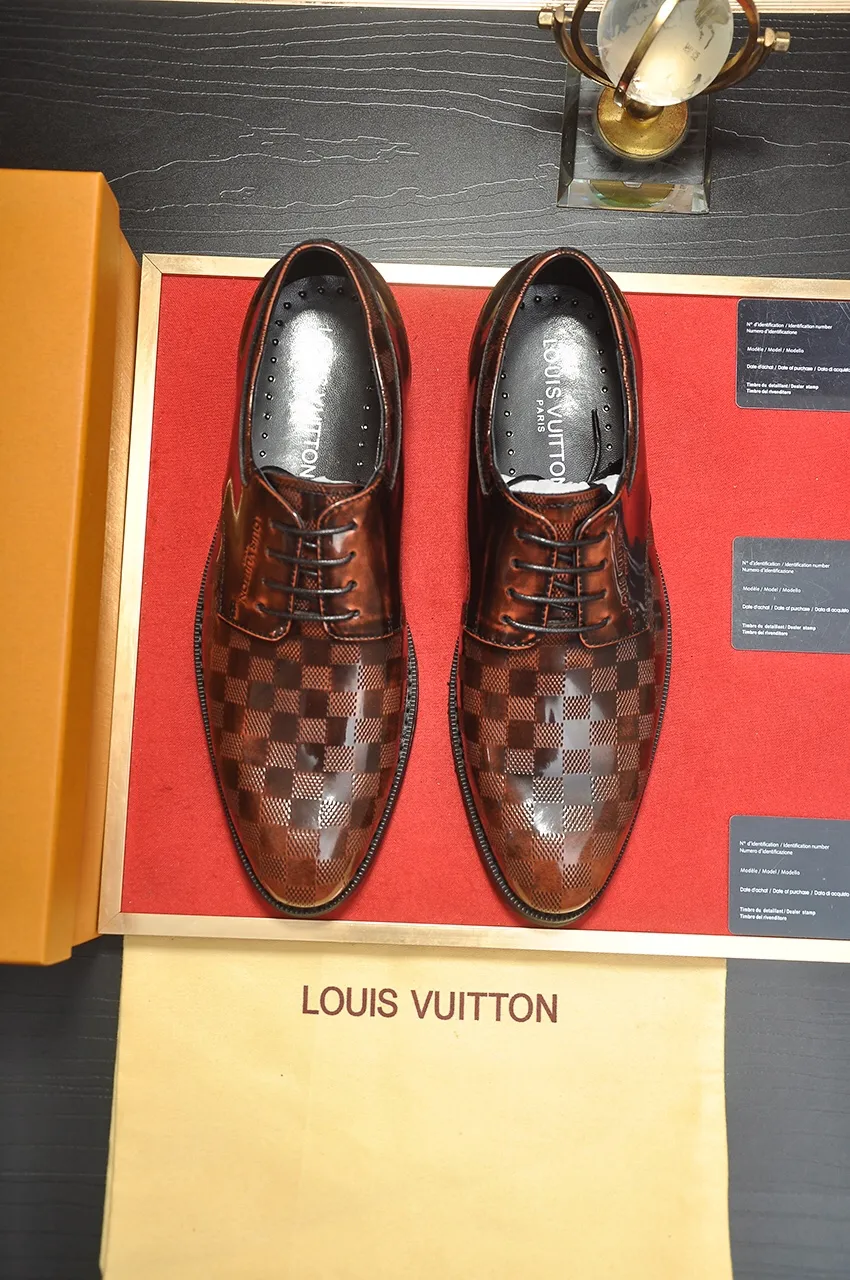 Men's shoes💰460💶【LOUIS VUITTON】(sheepskin lining) new cowhide LV formal shoes🎩🎩❗️🆘made one to one at the counter🎩original quality, imported cowhide upper➕full sheepskin lining➕original rubber outsole, {high quality visible}👣Size: 38-45 (45 custom-made)